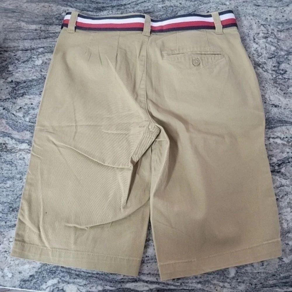 Tommy Hilfiger Boys Khaki Shorts Belted Size 14 New With Tags Casual Classic